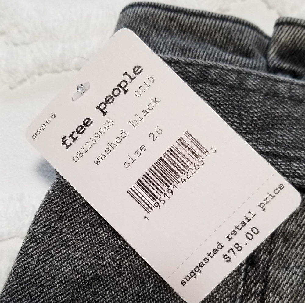 Free People Washed Black Denim Jean mini Skirt - Picture 4 of 5